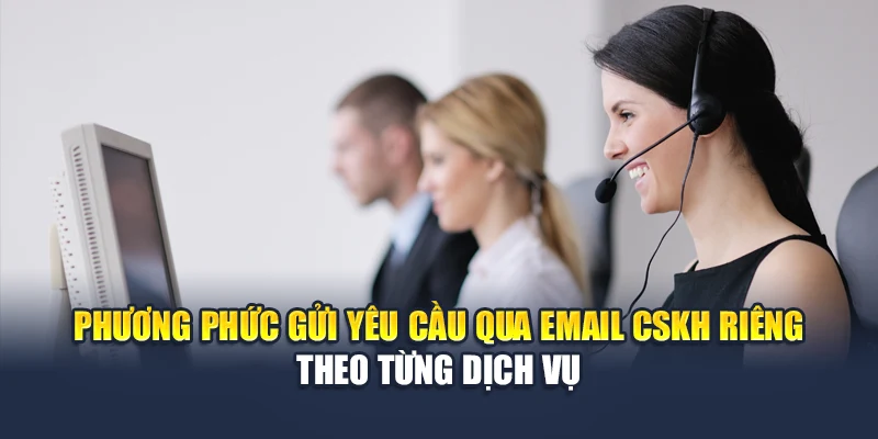 Phương phức gửi yêu cầu qua email CSKH riêng theo từng dịch vụ